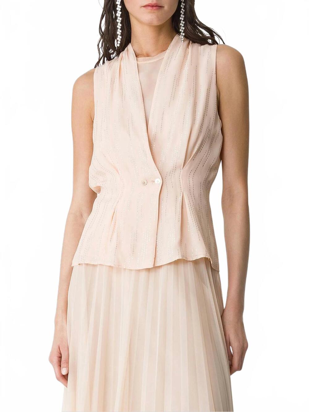 NEW FORTE FORTE les fils d' argent top in nude